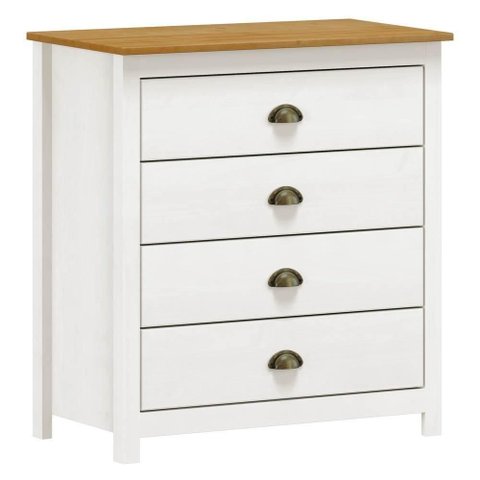 Cômoda para Quarto 4 Gavetas Estilo Americano 80cm Lázio F07 Branco-carvalho - Mpozenato