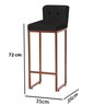 Kit 08 Banqueta Alta C/ Encosto Lucca Industrial Cozinha Balcão Ferro Bronze Botão Preto Suede - 4
