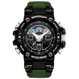 Relógio Masculino de Quartzo Esportivo Luxo Relógio Digital Verde - 3