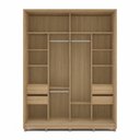 Ver imagem 4 de Guarda-Roupa Casal 2 Portas Correr 100% MDF com Espelho Barcelona Marrom/Off White/Carvalho
