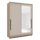 Ver imagem 2 de Guarda-Roupa Casal 2 Portas Correr 100% MDF com Espelho Barcelona Marrom/Off White/Carvalho