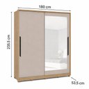 Ver imagem 3 de Guarda-Roupa Casal 2 Portas Correr 100% MDF com Espelho Barcelona Marrom/Off White/Carvalho