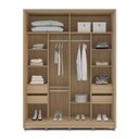 Ver imagem 5 de Guarda-Roupa Casal 2 Portas Correr 100% MDF com Espelho Barcelona Marrom/Off White/Carvalho