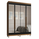 Ver imagem 3 de Guarda-Roupa Solteiro com Pés 4 Portas Batentes com Espelhos Rustic/Preto/Rustic Saturno Madesa
