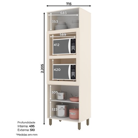 Torre Quente Henn Connect C69-139 2 Fornos 5 Prateleiras Off White SE