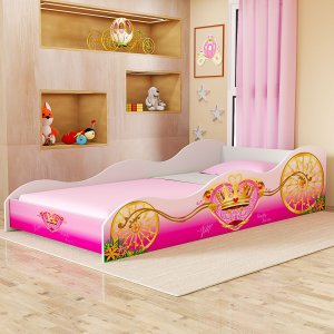 Cama Juvenil Carruagem Princesa Rosa Menina 100%mdf Infantil