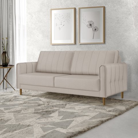 Sofá Living Biagio Pés Madeira 2,40m - Fortbello Estofados:azul