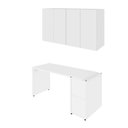 Ver imagem 2 de Mesa Escrivaninha 150cm e 2 Armários Aéreos 4 Portas F5 Cor:branco
