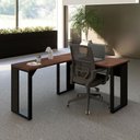 Ver imagem 1 de Escrivaninha em L Industrial 150 cm X 150 cm Escritório Corporativo F5 Office Cor:Louro Preto com