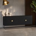 Ver imagem 3 de Aparador Buffet para Sala de Jantar 4 Portas Industrial 180cm Alek A03 Nero Preto - Lyam Decor