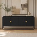 Ver imagem 4 de Aparador Buffet para Sala de Jantar 4 Portas Industrial 180cm Alek A03 Nero Preto - Lyam Decor