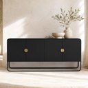 Ver imagem 1 de Aparador Buffet para Sala de Jantar 4 Portas Industrial 180cm Alek A03 Nero Preto - Lyam Decor