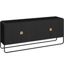 Ver imagem 2 de Aparador Buffet para Sala de Jantar 4 Portas Industrial 180cm Alek A03 Nero Preto - Lyam Decor