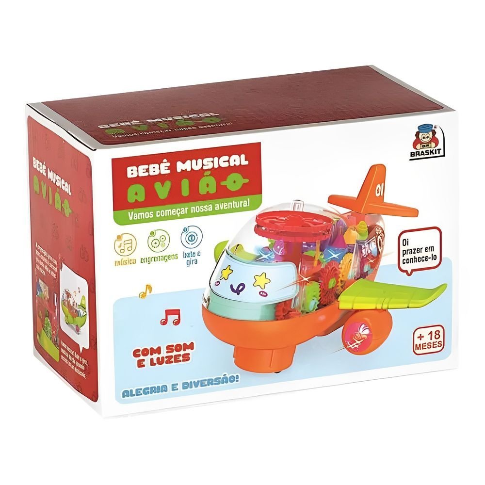 Brinquedo Educativo Avião Bebê Musical c/ Som Luz - Braskit - 2