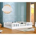 Ver imagem 3 de Cama Casal Helo com Cercado Acompanha Luminária Led para Quarto Infantil Seguro Design - Branco