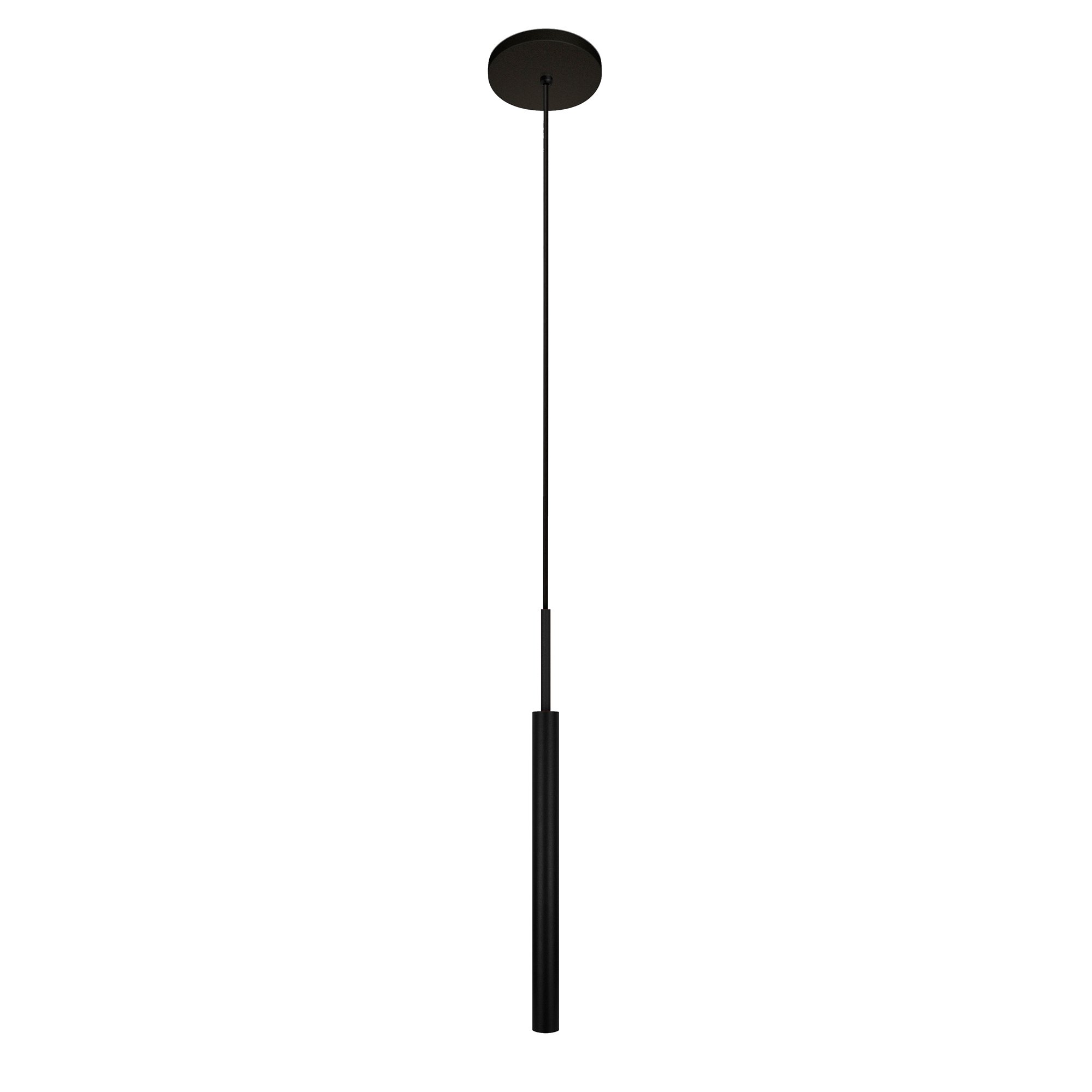 Luminária Teto Tubo Pendente Sala Balcão Quarto Preto 40cm + Led - 2