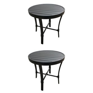 Kit 2 Mesinhas Ripada Redonda Diâmetro de 0.50m Alumínio Preta