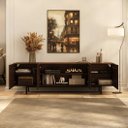 Ver imagem 4 de Rack Aparador para Sala Tv 75 Madeira 180 Cm Cor Imbuia Linn