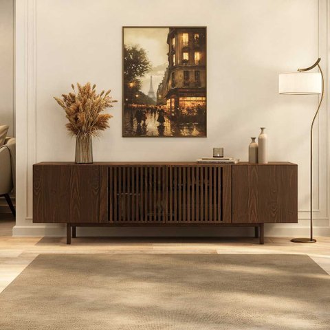 Rack Aparador para Sala Tv 75 Madeira 180 Cm Cor Imbuia Linn