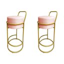 Ver imagem 1 de Kit 2 Banquetas Alta Redonda Base Dourada Veludo - Rose