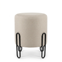 Ver imagem 1 de Puff Banqueta Decorativo com Base de Metal Ferro e Tecido em Linho - Bege/Preto