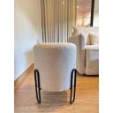 Ver imagem 2 de Puff Banqueta Decorativo com Base de Metal Ferro e Tecido em Linho - Bege/Preto
