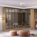 Ver imagem 1 de Roupeiro Modulado Ravi em Mdf 323x232,2cm 9 Portas Reflecta Olmo 1110