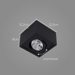 Plafon Spot Sobrepor Box Preto P/ AR70 Orluce ST2761 - 3 Plafon Spot Sobrepor Box Preto P/ AR70 Orluce ST2761 - 3