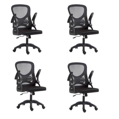 Kit com 4 Cadeira Escritório Diretor Office Columbus com Tela Mesh Preto Rivatti