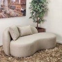 Ver imagem 1 de Namoradeira Chaise Organico 1,56m Curvo Minimalista Sevilha Bege Linho