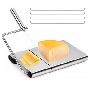 Cortador e Fatiador de Queijos com Bandeja em Inox Fio Manual Multifuncional para Frutas Frios Legum