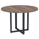 Ver imagem 1 de Mesa de Reunião Redonda P25 Pandin 110 Cm (largura) Tampo Mdp Walnut Pé Aço Tubular Azul Del Rey