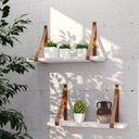 Ver imagem 2 de Prateleira em MDF Branco 50x15cm com Alça Caramelo