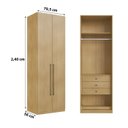Ver imagem 3 de Guarda Roupa Modulado 80cm com 2 Portas e 3 Gavetas 100%mdf Cor:savana