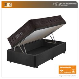Cama Box Solteiro King Baú Preto + Colchão Molas Ensacadas Orlando 96x203x72cm - 2