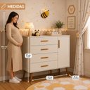 Ver mais imagens de Quarto de Bebê Completo Isis / Berço 2 em 1, Cômoda Sapateira 100% MDF