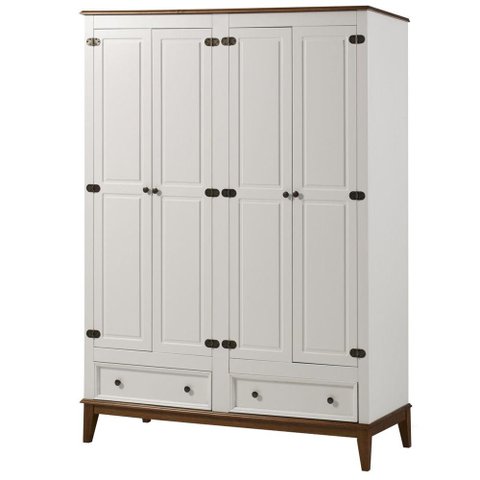 Armario Malibu 4 Portas e 2 Gavetas Cor Branco com Amendoa 204 Cm - 63668