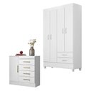 Ver imagem 1 de Cômoda Montevidéu e Guarda Roupa Solteiro Astro Branco Flex - Demóbile