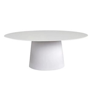 Mesa de Jantar Cone Oval 198x122 cm Laqueado Branco Personal Decor Mesa Cone Oval