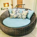 Ver imagem 3 de Chaise Sofá Essencial 1,50m Fibra Indiano Cor Chocolate para Área Externa, Decoração, Jardim e Pisci