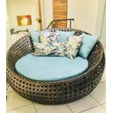 Ver imagem 2 de Chaise Sofá Essencial 1,50m Fibra Indiano Cor Chocolate para Área Externa, Decoração, Jardim e Pisci