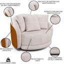 Ver imagem 3 de Kit 2 Poltronas Decorativa Giratória para Sala Kaly M22 Sintético Caramelo/Linho Bege - Mpozenato