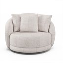 Ver imagem 5 de Kit 2 Poltronas Decorativa Giratória para Sala Kaly M22 Sintético Caramelo/Linho Bege - Mpozenato