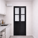 Ver imagem 1 de Porta Camarão Alumínio Preto com Vidro 210x60 Lado Direito