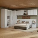 Ver imagem 1 de Quarto Completo Casal 580 Cm Guarda-roupa de Canto com Espelhos Branco Neo Madesa 02