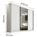 Ver imagem 3 de Guarda Roupa Casal Sollo 3 Portas com Espelho 8 Gavetas 273cm - Novo Horizonte Branco
