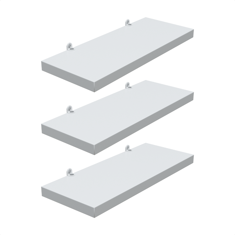 Kit 3 Prateleira Branca 25x10 com Suporte Flutuante Mdf Organizadora Decoração Cozinha Banheiro Sala