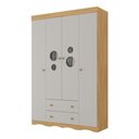 Ver imagem 2 de Guarda-roupa Infantil 122cm com Vidro 4 Portas e 2 Gavetas Sonho Multimóveis Mp4473 Madeirado/off