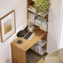 Ver imagem 2 de Escrivaninha com Estante Eccos Compacta Madeira Home Office Estudo - Nature com Off White