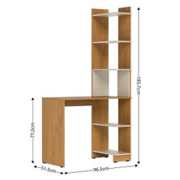 Escrivaninha com Estante Eccos Compacta Madeira Home Office Estudo - Nature com Off White - 5